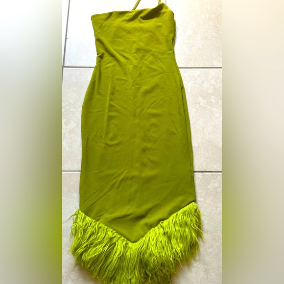 Green Maxi dress with feather - Picture 1 of 2